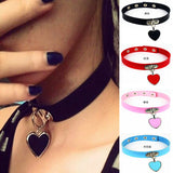 Gothic Heart Pendant Necklace Leather Collar Punk Rock Harajuku Charm Jewelry