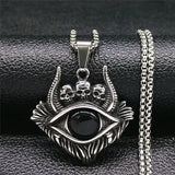 Gothic Satan Shofar Eyes Stainless Steel Chain Necklaces