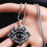 Gothic Satan Shofar Eyes Stainless Steel Chain Necklaces