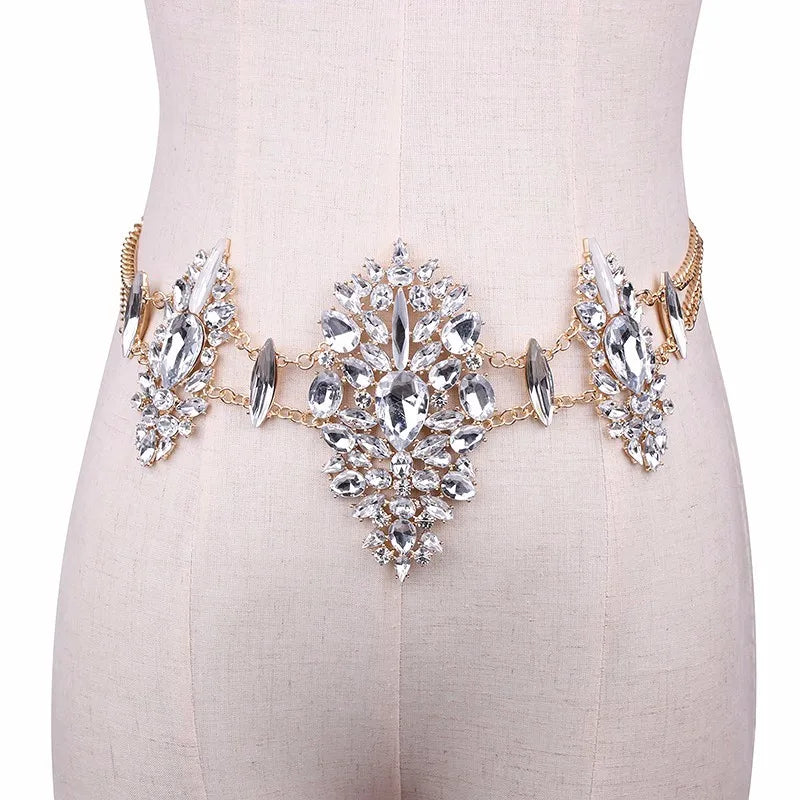 Vintage Crystal Necklaces Bodychain for Women
