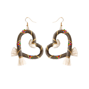 Hand-woven Peach Heart Love Ear Hook Earrings Retro Style