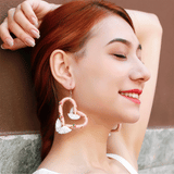Hand-woven Peach Heart Love Ear Hook Earrings Retro Style