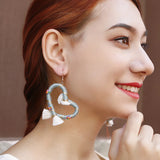 Hand-woven Peach Heart Love Ear Hook Earrings Retro Style
