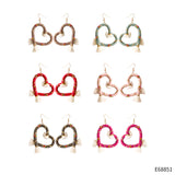 Hand-woven Peach Heart Love Ear Hook Earrings Retro Style