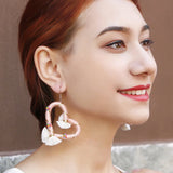 Hand-woven Peach Heart Love Ear Hook Earrings Retro Style