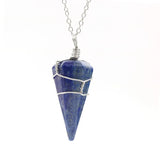 Hexagonal Cone Crystal Winding Pendant Natural Stone Quartz Healing Point
