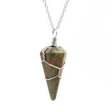 Hexagonal Cone Crystal Winding Pendant Natural Stone Quartz Healing Point