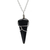 Hexagonal Cone Crystal Winding Pendant Natural Stone Quartz Healing Point