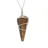 Hexagonal Cone Crystal Winding Pendant Natural Stone Quartz Healing Point