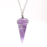 Hexagonal Cone Crystal Winding Pendant Natural Stone Quartz Healing Point