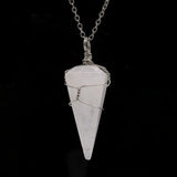 Hexagonal Cone Crystal Winding Pendant Natural Stone Quartz Healing Point