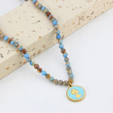 18KGF Banquet Jewelry Woman Natural Stone Beaded Necklace Pendant