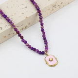 18KGF Banquet Jewelry Woman Natural Stone Beaded Necklace Pendant