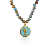 18KGF Banquet Jewelry Woman Natural Stone Beaded Necklace Pendant