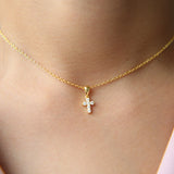 925 Sterling Pave AAAA Cz Tiny Cross Pendant Necklaces For Women
