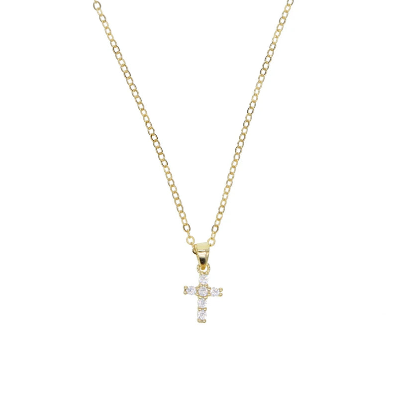 925 Sterling Pave AAAA Cz Tiny Cross Pendant Necklaces For Women