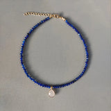 High Banquet Natural Stone Beaded Chain Necklace Crystal Pendant