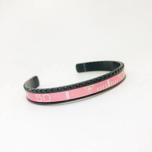Stainless Steel Roman Cuff Bangle with Speed Bracelet Meter - Multiple Colors