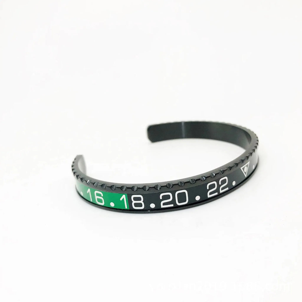 Stainless Steel Roman Cuff Bangle with Speed Bracelet Meter - Multiple Colors