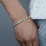 Women's Turquoise Stone Bangle Bracelet with Clear CZ