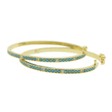 Women's Turquoise Stone Bangle Bracelet with Clear CZ
