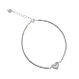 Hip Hop Heart Bracelet for Women 925 Sterling Silver Sweet Girl Bangle Jewelry