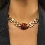 Hip Hop Clavicle Necklace for Women - Egirl Pig Nose Buckle Chain