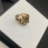 Bronze Diamond Ring Retro Style Romantic Flower Shape Delicate
