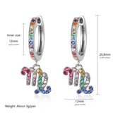 Colorful Zircon Drop Hoop Earrings S925 Sterling Silver