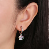 Colorful Zircon Drop Hoop Earrings S925 Sterling Silver