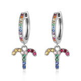 Colorful Zircon Drop Hoop Earrings S925 Sterling Silver