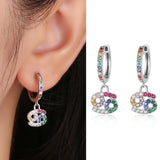 Colorful Zircon Drop Hoop Earrings S925 Sterling Silver