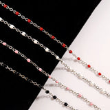 Colorful Women Chain Necklace Stainless Steel Round Bead Link Choker Chain