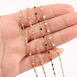 Colorful Women Chain Necklace Stainless Steel Round Bead Link Choker Chain