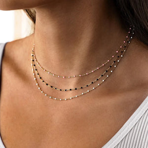 Colorful Women Chain Necklace Stainless Steel Round Bead Link Choker Chain