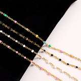 Colorful Women Chain Necklace Stainless Steel Round Bead Link Choker Chain