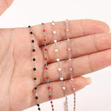 Colorful Women Chain Necklace Stainless Steel Round Bead Link Choker Chain