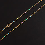 Colorful Women Chain Necklace Stainless Steel Round Bead Link Choker Chain