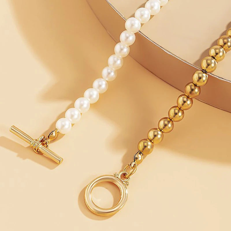 Vintage Pearl Bead Chain Necklace for Women Choker Neck Jewelry