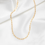 Paperclip Link Chain Necklace Stainless Steel Women Men Jewelry