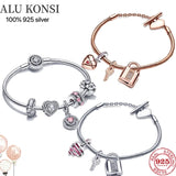 925 Silver Pan Bracelet Women DIY Jewelry