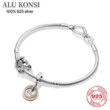 925 Silver Pan Bracelet Women DIY Jewelry