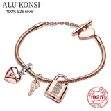 925 Sterling Silver pan Bracelet for Women Fit Original Charms Bangle
