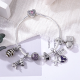 925 Silver Star & Heart Snake Chain Bracelet for Charm Beads DIY Jewelry