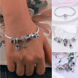 925 Silver Star & Heart Snake Chain Bracelet for Charm Beads DIY Jewelry