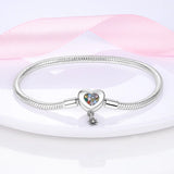 925 Silver Star & Heart Snake Chain Bracelet for Charm Beads DIY Jewelry