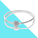 925 Silver Star & Heart Snake Chain Bracelet for Charm Beads DIY Jewelry
