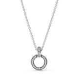 925 Silver Two-Tone Multi-Ring Pendant Necklace Charm Infinity Knot