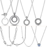 925 Silver Two-Tone Multi-Ring Pendant Necklace Charm Infinity Knot