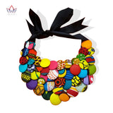 Ankara African Strand Button Necklaces & Pendants For Women Chokers